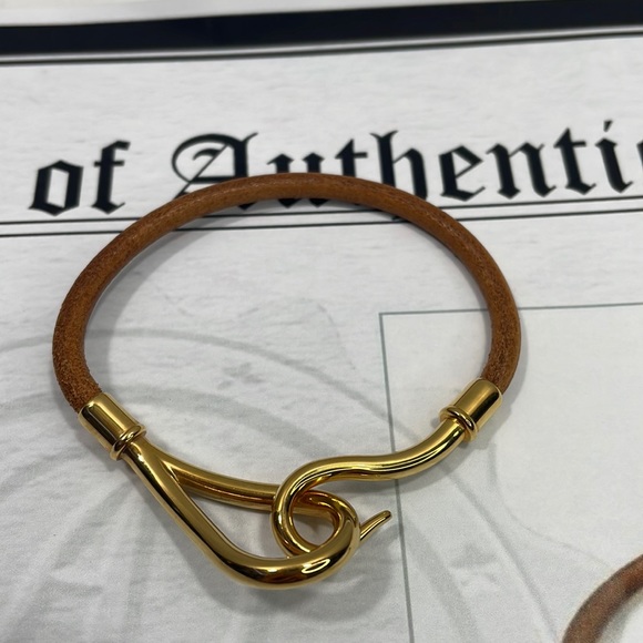 Authentic HERMES brown and gold jumbo bracelet with COA